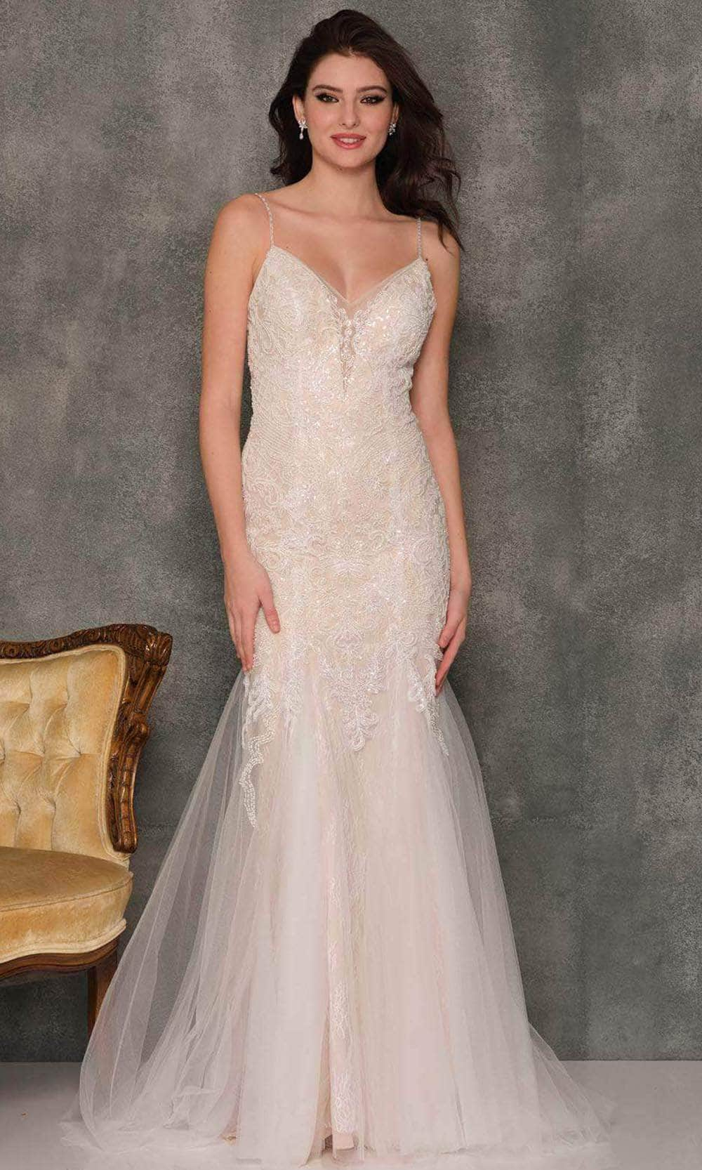 Dave & Johnny Bridal A10386 - Laced Embroidered Bodice Bridal Gown
