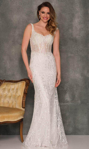 Fit-and-Flare Sheath Lace Scoop Neck Fitted Open-Back Sheer Applique Hidden Back Zipper Illusion Sleeveless Corset Natural Waistline Sheath Dress/Wedding Dress with a Brush/Sweep Train