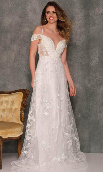 A-line Cold Shoulder Short Sleeves Sleeves Applique Draped Embroidered Sheer Back Hidden Back Zipper Fitted Natural Waistline Plunging Neck Sweetheart Wedding Dress with a Brush/Sweep Train
