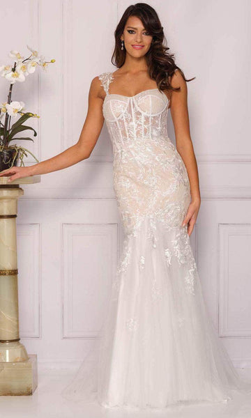 Sweetheart Corset Natural Waistline Hidden Back Zipper Illusion Open-Back Sheer Fitted Fit-and-Flare Mermaid Wedding Dress with a Brush/Sweep Train