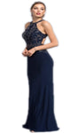 Halter Sheath Floor Length Natural Waistline Sleeveless Fitted Glittering Open-Back Sheath Dress/Prom Dress/Party Dress with a Brush/Sweep Train