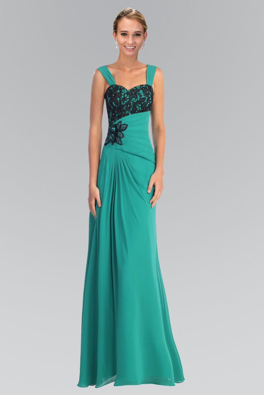 Elizabeth K - GL1004 Lace Embellished Sweetheart Chiffon Dress
