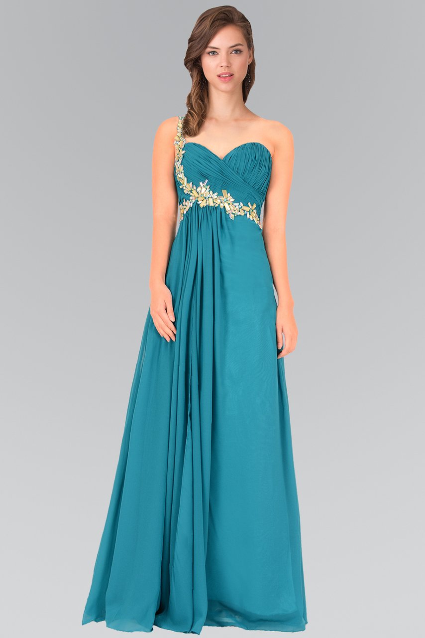Elizabeth K - GL1030 Jeweled Ruched Sweetheart Chiffon Dress
