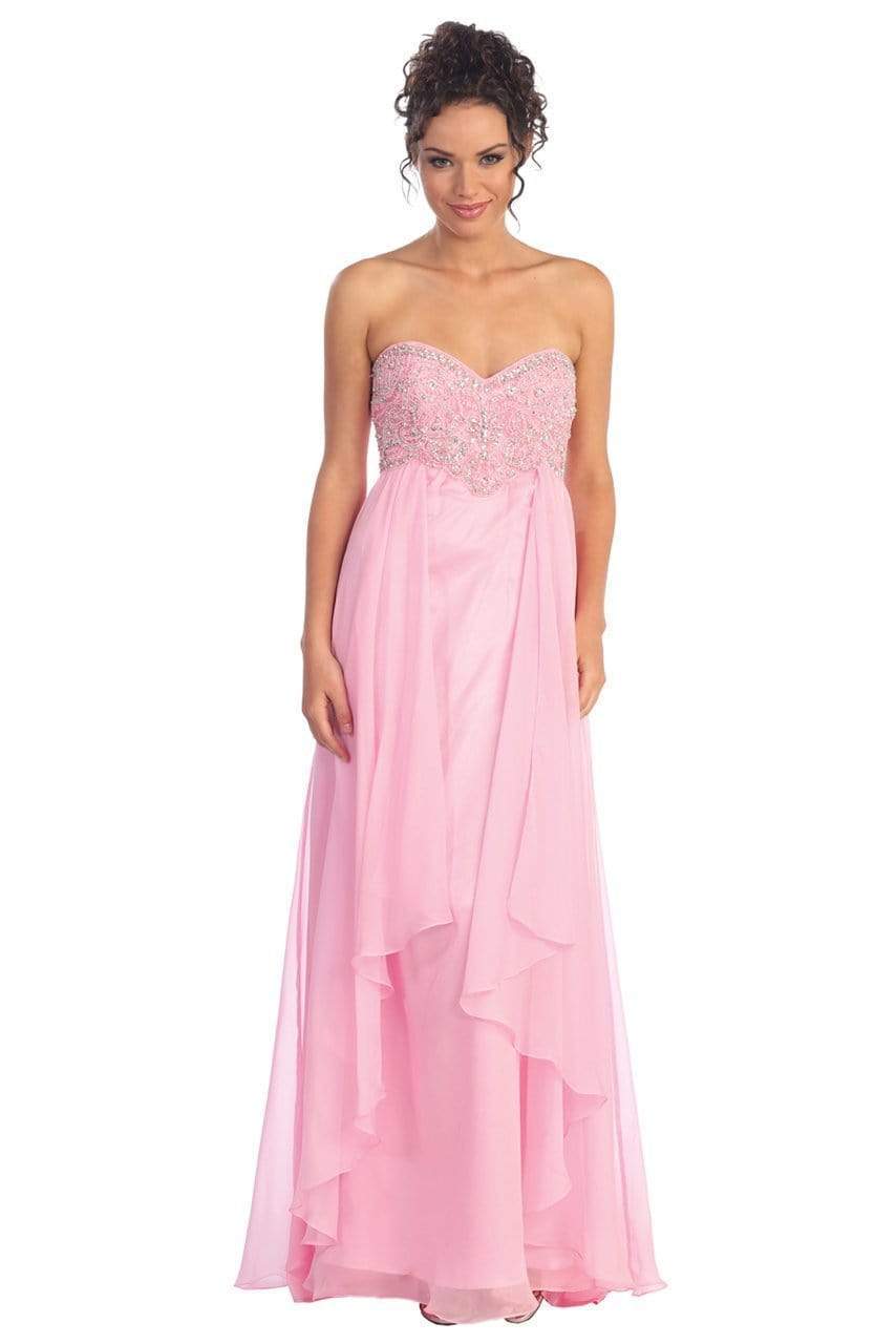 Elizabeth K - GL1061 Medallion Accented Sweetheart Chiffon Gown
