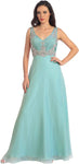 Sophisticated A-line V-neck Floor Length Illusion Mesh Ruched Crystal Chiffon Sweetheart Natural Waistline Dress