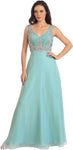 Sophisticated A-line V-neck Floor Length Sweetheart Illusion Crystal Mesh Ruched Chiffon Natural Waistline Dress
