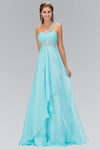 A-line Sweetheart Chiffon Short One Shoulder Sleeveless Empire Waistline Jeweled Flowy Open-Back Ruched Dress