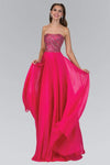 A-line Strapless Natural Waistline Chiffon Jeweled Neck Sweetheart Wrap Gathered Jeweled Open-Back Prom Dress