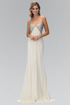 A-line Strapless Chiffon Bandeau Neck Jeweled Neck Sweetheart Empire Waistline Jeweled Open-Back Dress