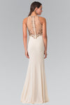 Halter Sweetheart Sheath Basque Waistline Sheer Beaded Fitted Illusion Floor Length Sheath Dress