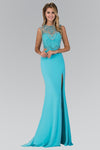 Sleeveless Natural Waistline Jeweled Neck Sweetheart Sheath Slit Illusion Jeweled Sheath Dress