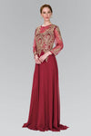Sophisticated A-line Long Sleeves Lace Bateau Neck Natural Waistline Floor Length Sheer Dress