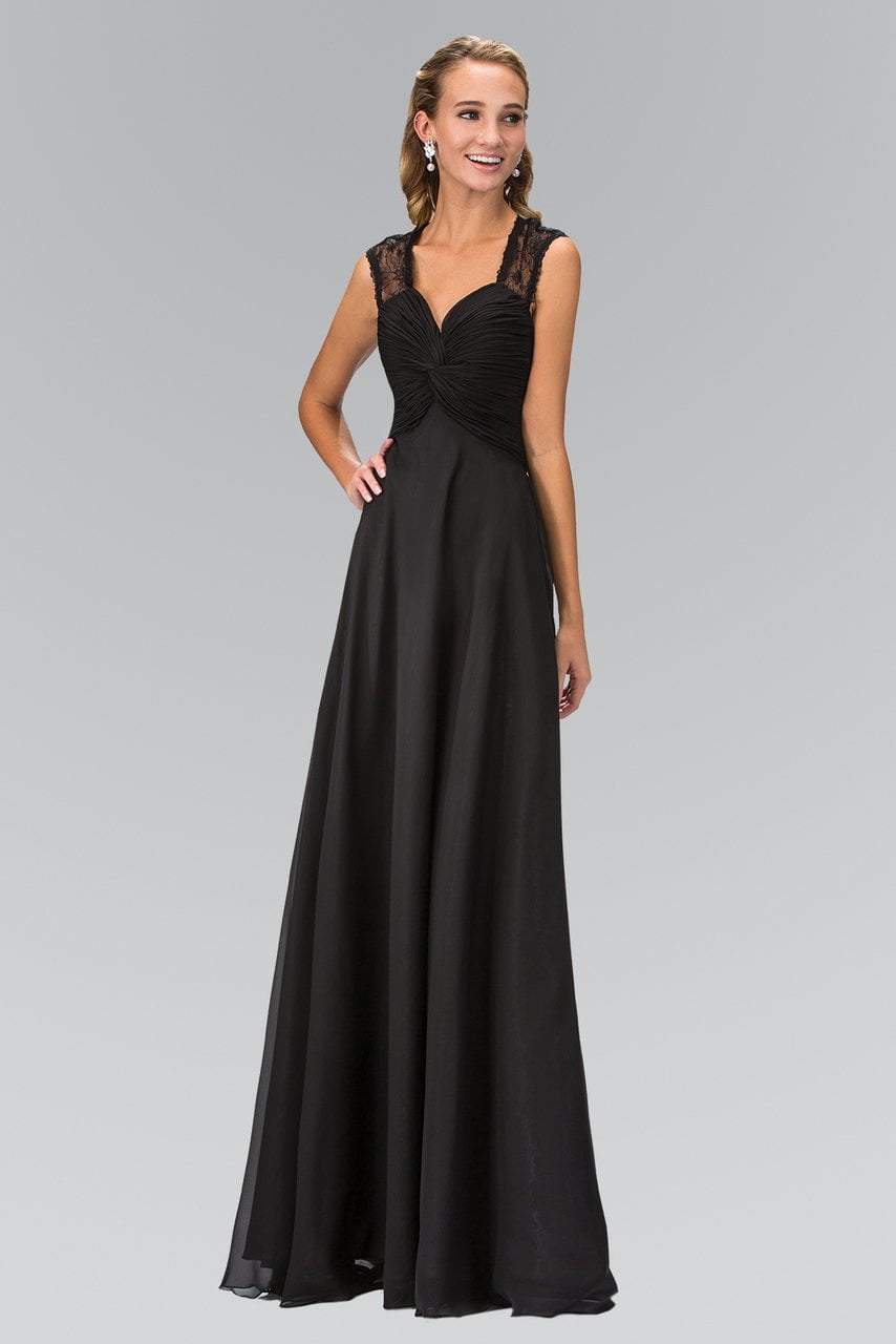 Elizabeth K - GL1046 Embellished Ruched Halter Neck Chiffon Dress