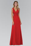 Sophisticated A-line V-neck Gathered Sheer Ruched Beaded Floor Length Sleeveless Empire Waistline Evening Dress