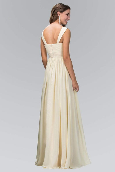 A-line Chiffon Full-Skirt Sweetheart Pleated Shirred Back Zipper Natural Waistline Floor Length Sleeveless Dress