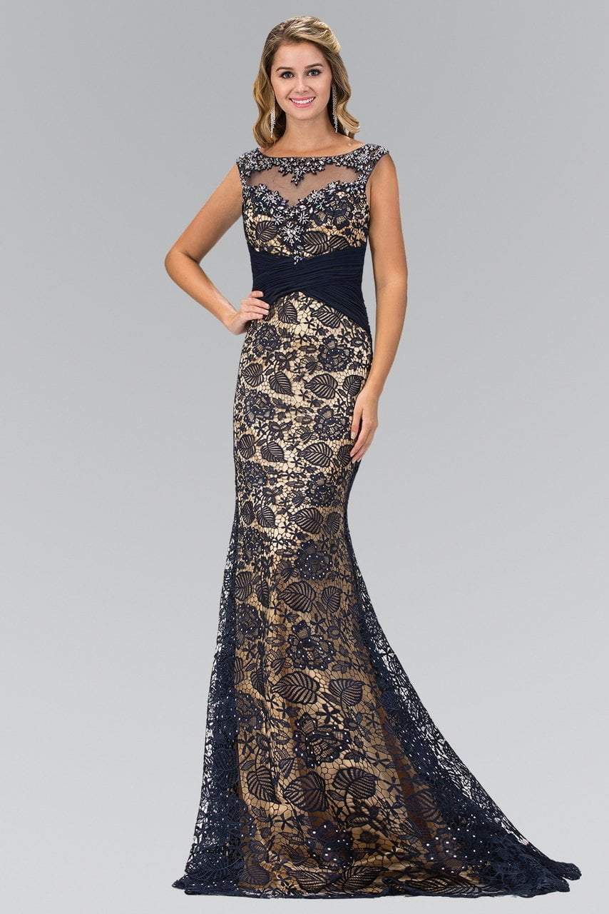 Elizabeth K - GL1415 Bejeweled Illusion Trumpet Gown
