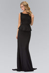 Floor Length Bateau Neck Sheath Natural Waistline Full-Skirt Goddess Peplum Keyhole Sheath Dress