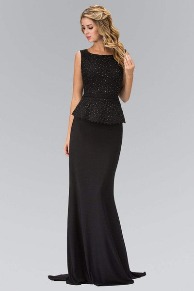 Natural Waistline Bateau Neck Floor Length Full-Skirt Keyhole Peplum Goddess Sheath Sheath Dress