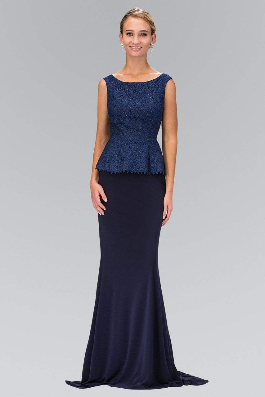 Elizabeth K - GL1422 Laced Bateau Neck Gown
