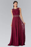 A-line Sleeveless Lace Sheer Illusion Beaded Sweetheart Evening Dress by Elizabeth K