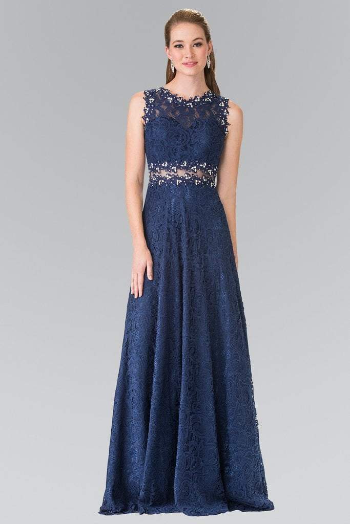 Elizabeth K - GL1460 Sleeveless Beaded Lace Long Dress
