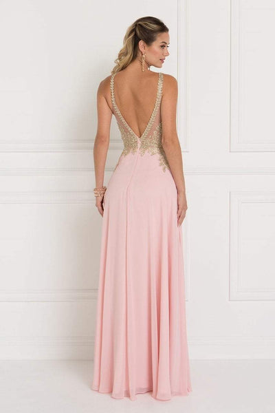 Sophisticated A-line Flutter Sleeves Sleeveless High-Neck Natural Waistline Back Zipper Cutout Illusion Floor Length Dress With Rhinestones