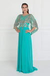 A-line Embroidered Pleated Applique Sheer Dress with a Brush/Sweep Train by Elizabeth K