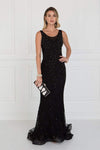 Sophisticated Lace Sheath Sleeveless Illusion Fitted Beaded Sheath Dress with a Brush/Sweep Train by Elizabeth K