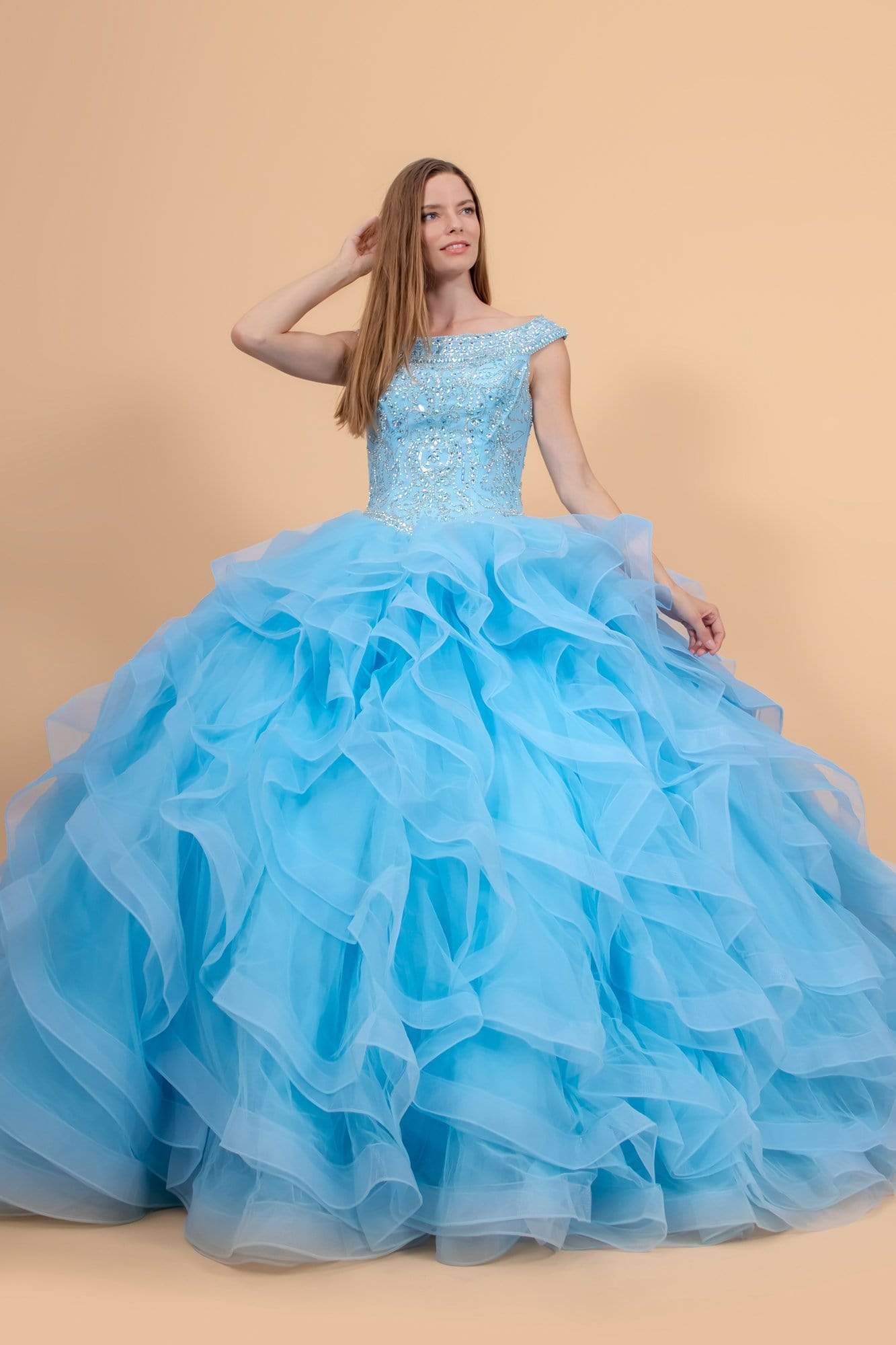 Elizabeth K - GL1600 Jewel Embellished Bodice Tulle Ballgown
