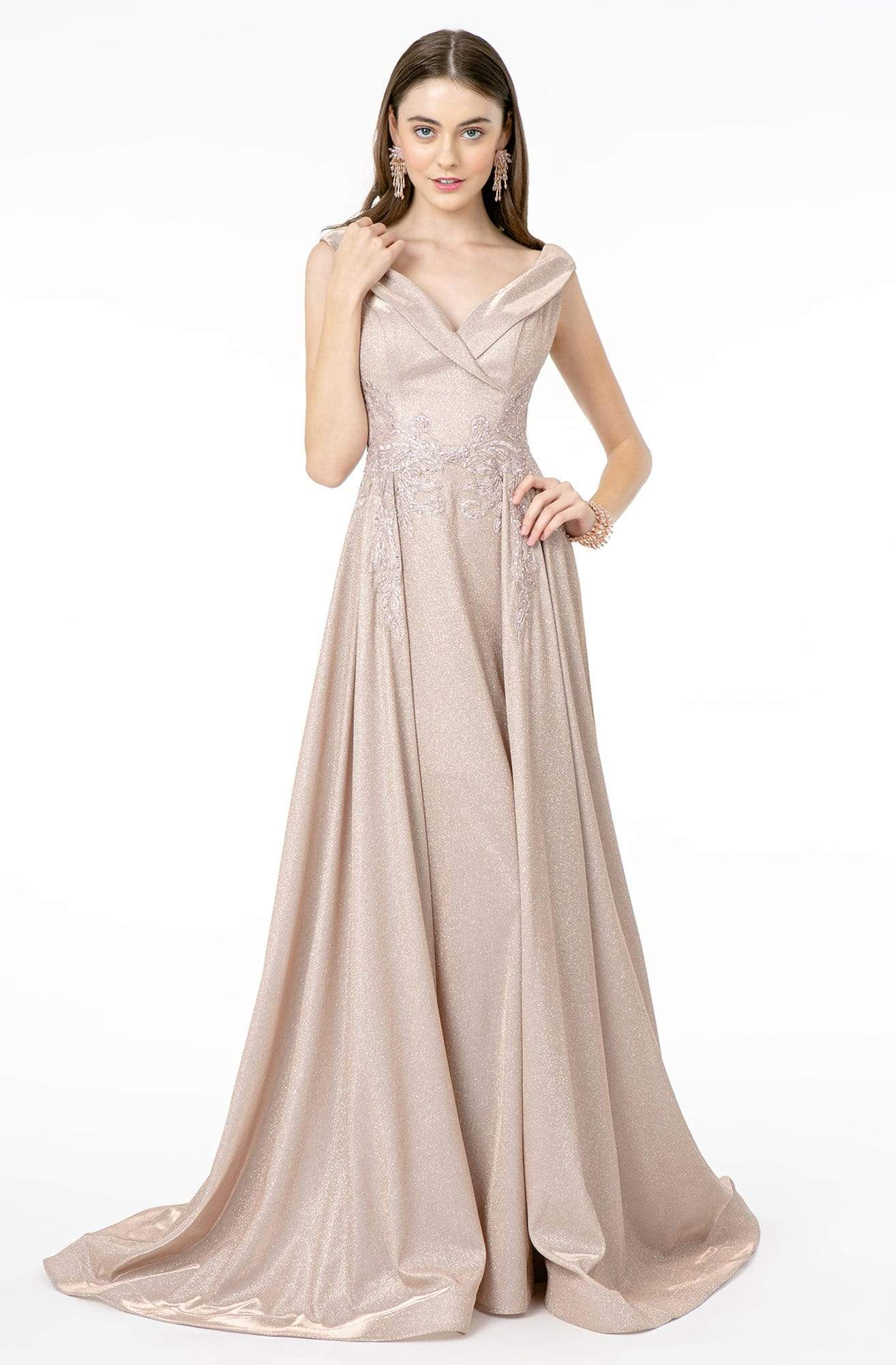 Elizabeth K - GL1817 Embroidered V-Neck A-Line Gown
