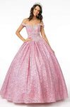 Glittering Crystal Lace-Up Beaded Off the Shoulder Sweetheart Basque Corset Waistline Quinceanera Dress With Rhinestones