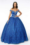 Basque Corset Waistline Sweetheart Crystal Glittering Lace-Up Beaded Off the Shoulder Quinceanera Dress With Rhinestones