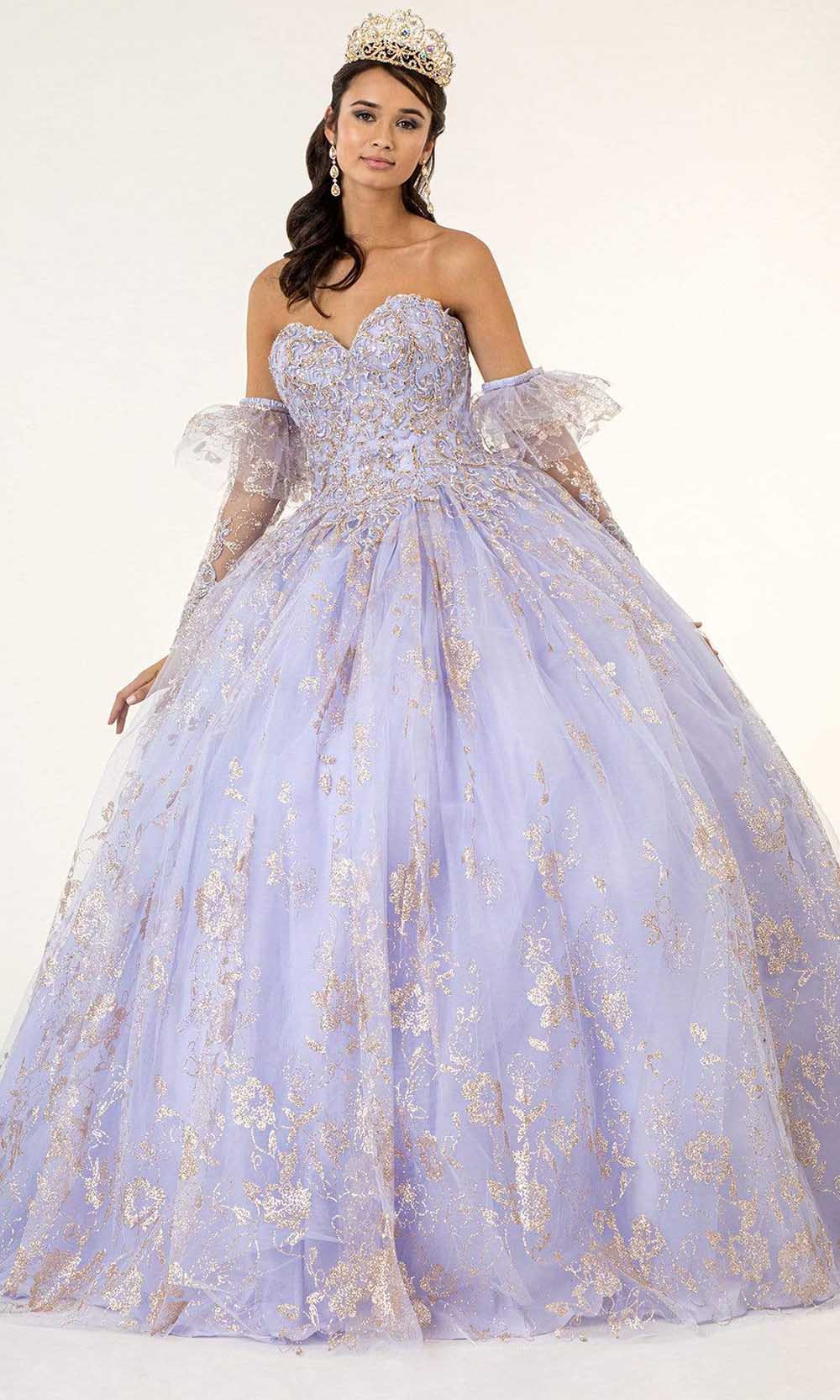 Elizabeth K - GL1944 Embroidered Sweetheart Gown With Detached Sleeves
