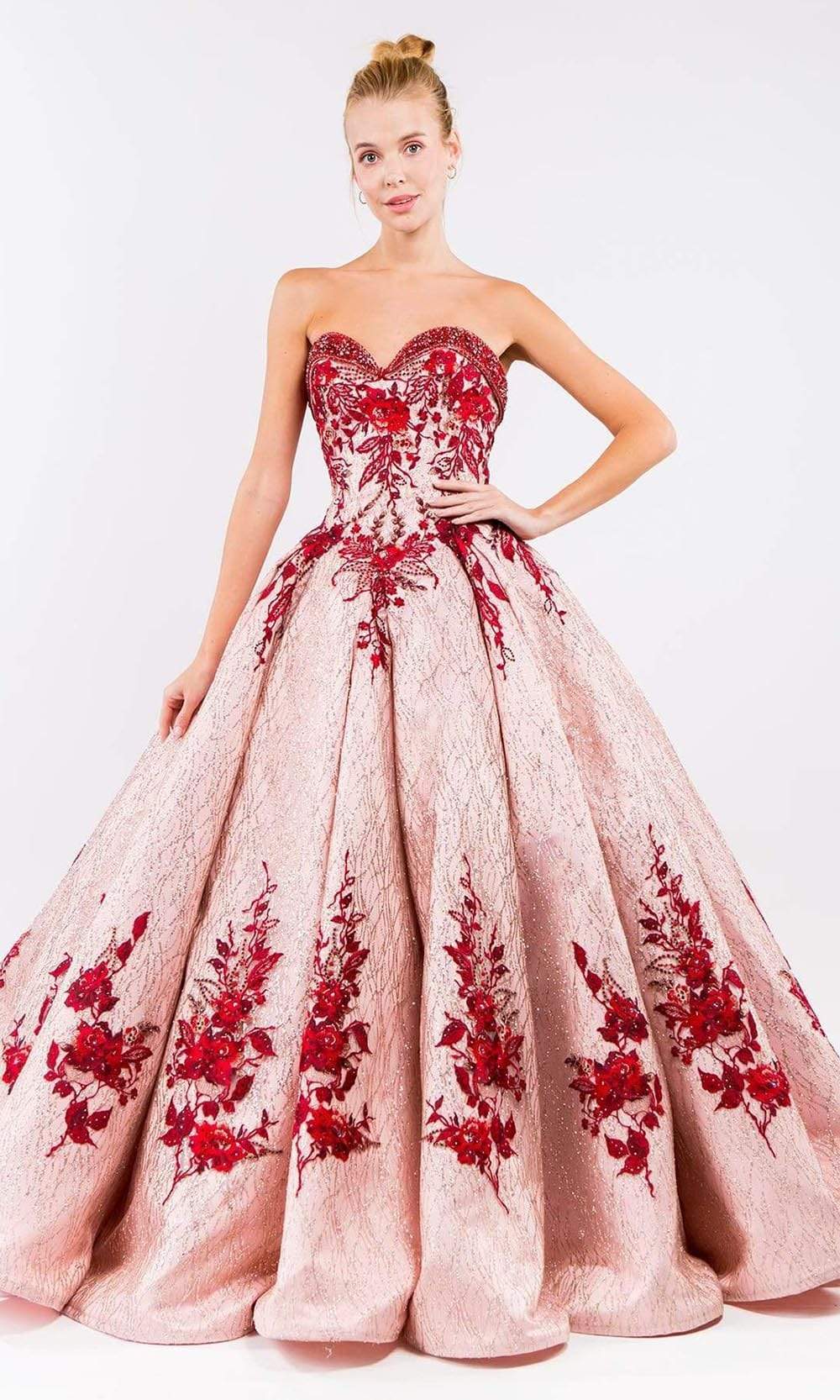 Elizabeth K - GL1957 Rosette Embroidered Ballgown
