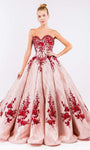 Strapless Sweetheart Mesh Glittering Beaded Embroidered Basque Corset Waistline Quinceanera Dress with a Brush/Sweep Train