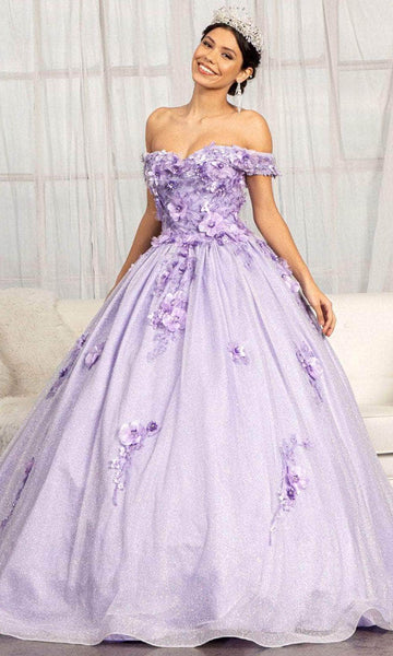 Sophisticated Off the Shoulder Floor Length Lace-Up Glittering Mesh Beaded Applique Natural Waistline Sweetheart Floral Print Prom Dress with a Brush/Sweep Train