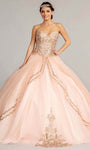 Strapless Sweetheart Sequined Glittering Mesh Fitted Open-Back Lace-Up Goddess Basque Corset Waistline Ball Gown Dress