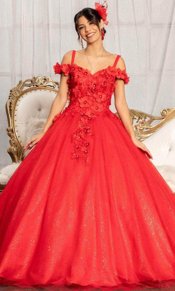 Cold Shoulder Sleeves Floor Length Sweetheart Natural Waistline Floral Print Lace-Up Beaded Applique Open-Back Mesh Prom Dress