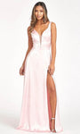 A-line V-neck Plunging Neck Sleeveless Natural Waistline Satin Floor Length Illusion Draped Back Zipper Cutout Goddess Slit Sheer Open-Back Prom Dress