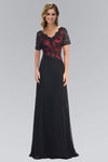 Sophisticated A-line V-neck Cap Short Sleeves Sleeves Floor Length Lace Natural Waistline Dress