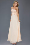 A-line Chiffon Pleated Asymmetric Sheer Crystal Illusion Shirred Open-Back Beaded Natural Waistline Floor Length Dress