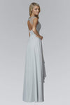 A-line Floor Length Sweetheart Chiffon Crystal Gathered Pleated Ruched Cutout Back Zipper Sheer Fitted Natural Waistline Dress