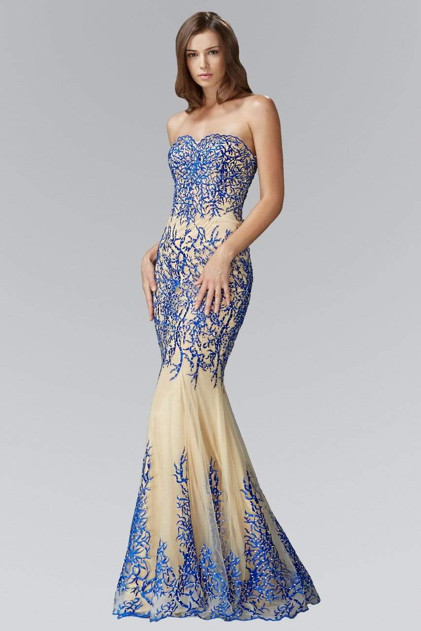 Elizabeth K - GL2055 Laced Sweetheart Mesh Gown
