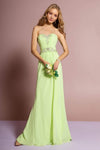 A-line Strapless Corset Natural Waistline Crystal Pleated Gathered Lace-Up Beaded Sweetheart Floor Length Dress