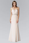 A-line Strapless Floor Length Corset Natural Waistline Gathered Beaded Pleated Lace-Up Crystal Sweetheart Dress