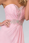A-line Strapless Pleated Gathered Beaded Lace-Up Crystal Floor Length Corset Natural Waistline Sweetheart Dress