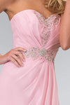 A-line Strapless Lace-Up Crystal Beaded Pleated Gathered Sweetheart Floor Length Corset Natural Waistline Dress