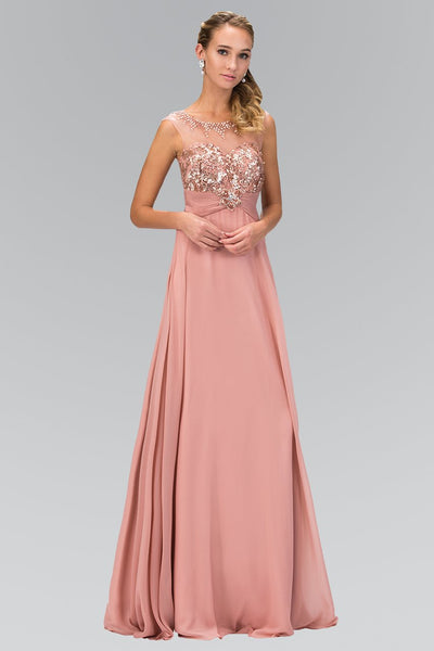 A-line Empire Waistline Chiffon Beaded Ruched Sequined Sheer Illusion Bateau Neck Sweetheart Dress