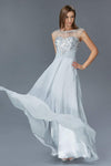 A-line Bateau Neck Sweetheart Beaded Illusion Sheer Ruched Sequined Chiffon Empire Waistline Dress