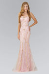 Strapless Fitted Beaded Open-Back Back Zipper General Print Sweetheart Tulle Mermaid Natural Waistline Evening Dress